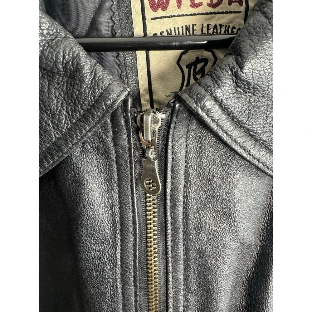 Wilda‎ Vtg Men's Leather Jacket USA Biker Black Size XXL Vintage